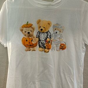 TIKTOK VIRAL HALLOWEEN CREEPY CRITTERS TEDDY BEAR  T SHIRT MEDIUM